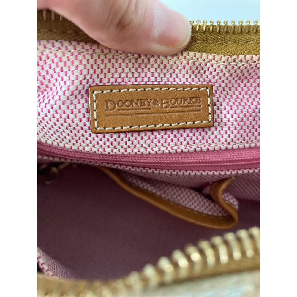 DOONEY & BOURKE, SMALL TAN BROWN CANVAS SIGNATURE HOBO BAG - Picture 9 of 15